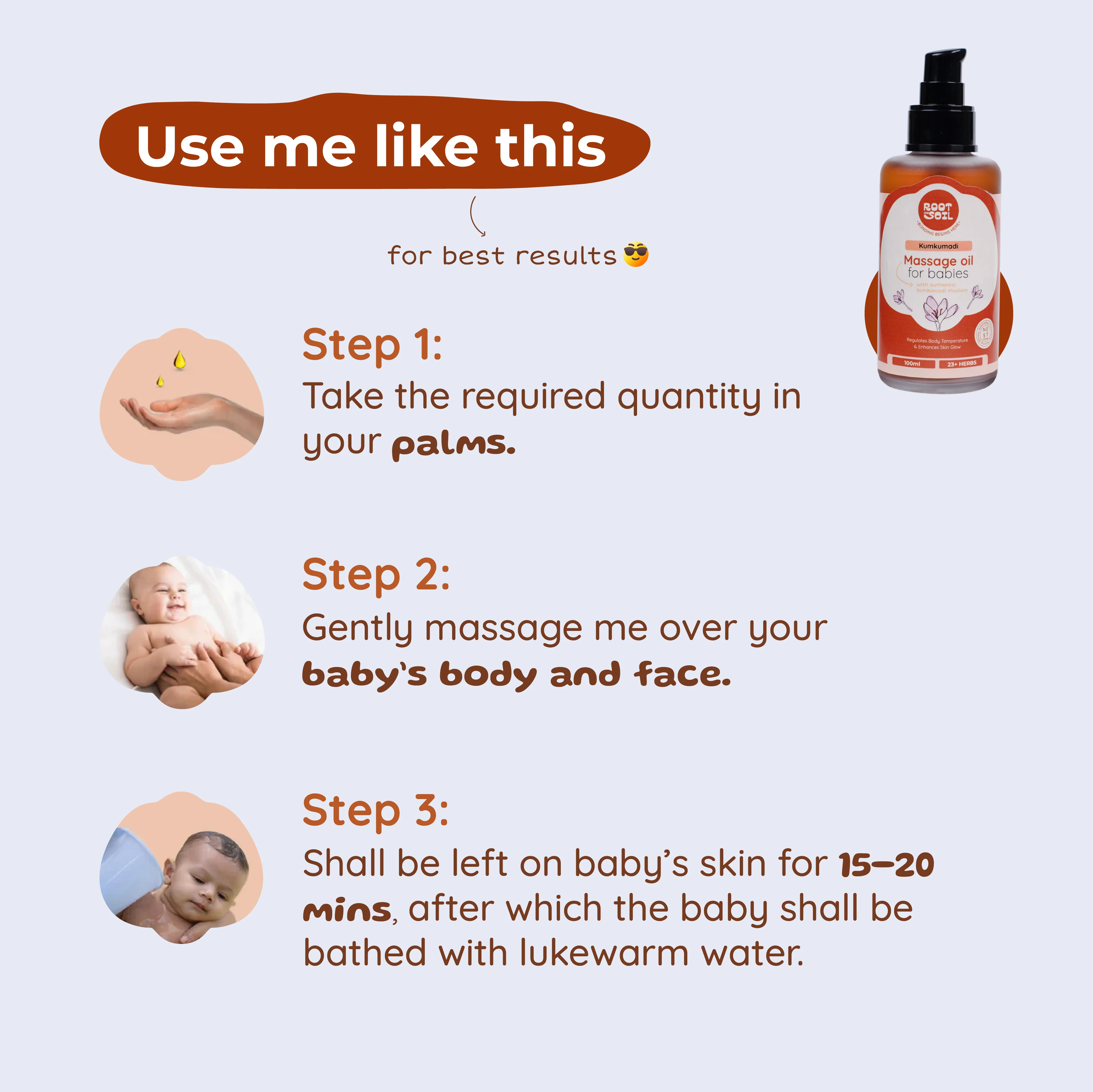 Kumkumadi Baby Massage Oil | Regulates body temperature | 3+ m | 100 ml - Image 7