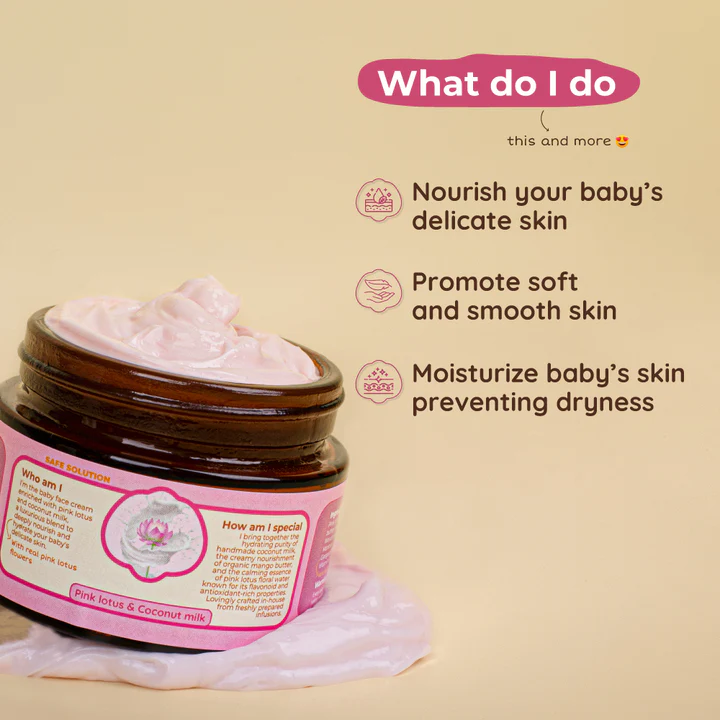 Pink Lotus & Coconut Milk Face Cream | Soft & Healthy Baby Skin | 0 m - 8 y | 45 g - Image 3