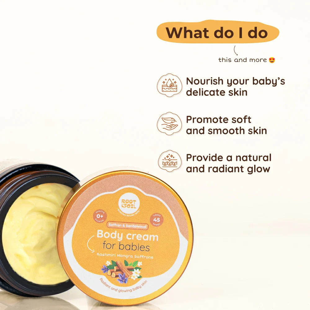 Saffron & Sandalwood Body Cream | Glowy & Healthy Baby Skin | 0 m - 8 y | 45 g - Image 3