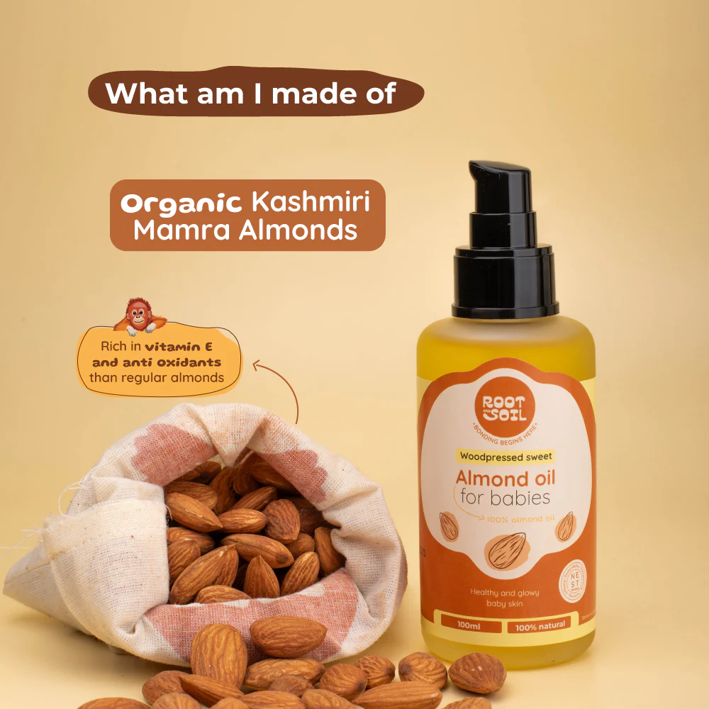 Wood-Pressed Sweet Almond Oil For Babies | Organic & 100% Pure | Healthy & Glowy Baby Skin  | 0+ m - Image 4